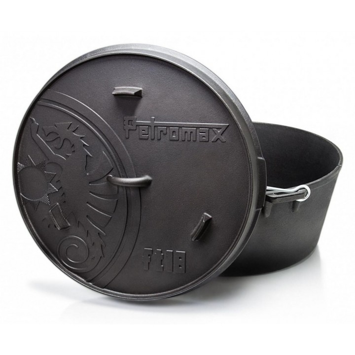 Ceaun fonta Petromax cu capac FT18 cu fund plat - 16 litri