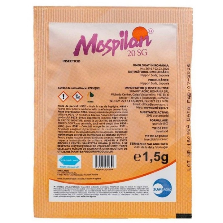 Insecticid sistemic Mospilan 20 SG - 1.5 gr.