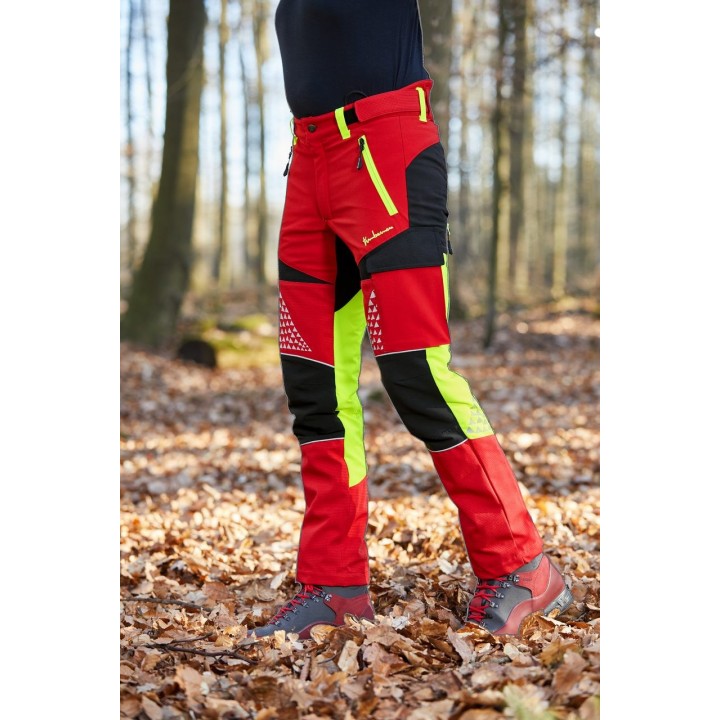 Pantaloni antitaiere Timbermen Allround galben-rosu