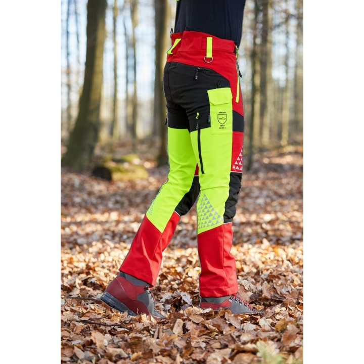Pantaloni antitaiere Timbermen Allround galben-rosu