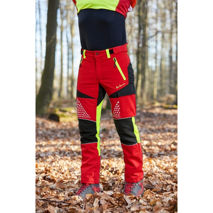 Pantaloni antitaiere Timbermen Allround galben-rosu