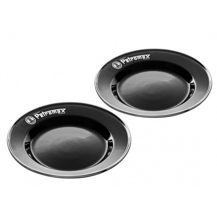 Farfurii emailate Petromax negre - set 2 bucati