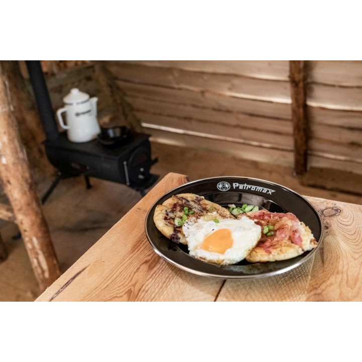 Farfurii emailate Petromax negre - set 2 bucati