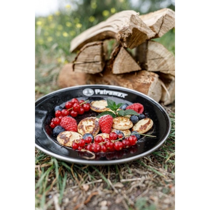 Farfurii emailate Petromax negre - set 2 bucati