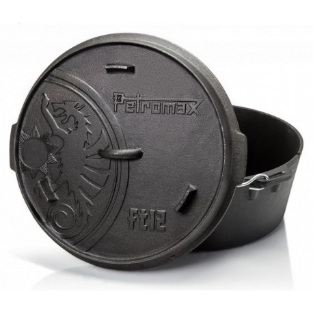 Ceaun fonta Petromax cu capac FT12 cu fund plat - 10 litri