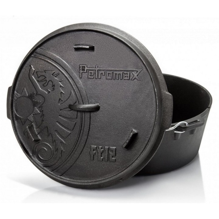 Ceaun fonta Petromax cu capac FT12 cu fund plat - 10 litri