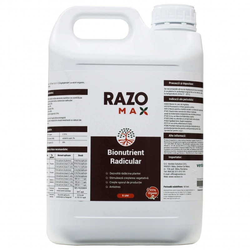 Biostimulator de inradacinare RAZOMAX - 5 Litri, Cereale, Legume, Fructe