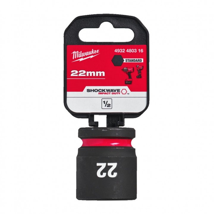 Cheie Tubulara de Impact Milwaukee Shockwave 1/2'', scurta - 22 mm Cheie Tubulara de Impact Milwaukee Shockwave 1/2'', scurta - 22 mm