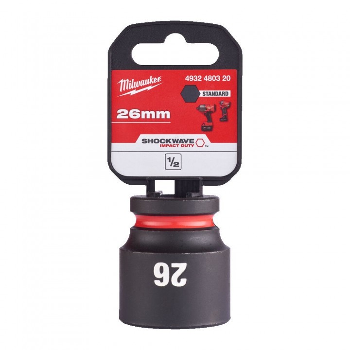 Cheie Tubulara de Impact Milwaukee Shockwave 1/2'', scurta - 26 mm Cheie Tubulara de Impact Milwaukee Shockwave 1/2'', scurta - 26 mm