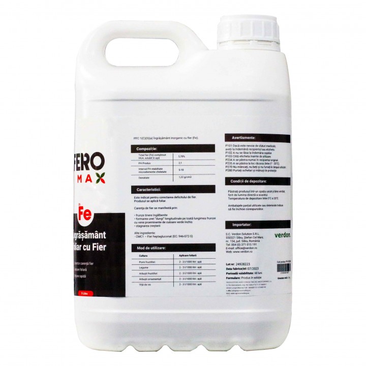 Ingrasamant foliar cu fier complexat FEROMAX - 5 Litri, Fructe, Legume, Vita de vie