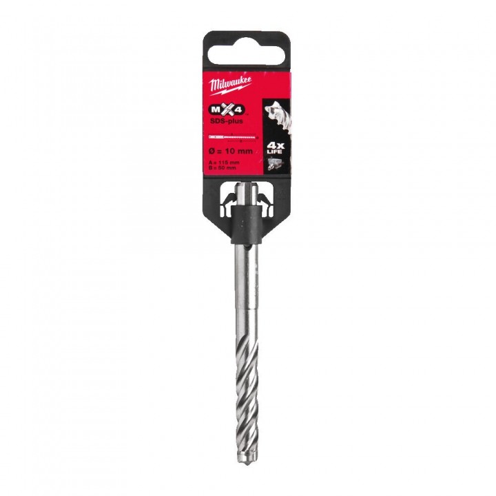 Burghiu cu 4 Taisuri Milwaukee, SDS-Plus, MX4 - 10 x 50 x 115 mm