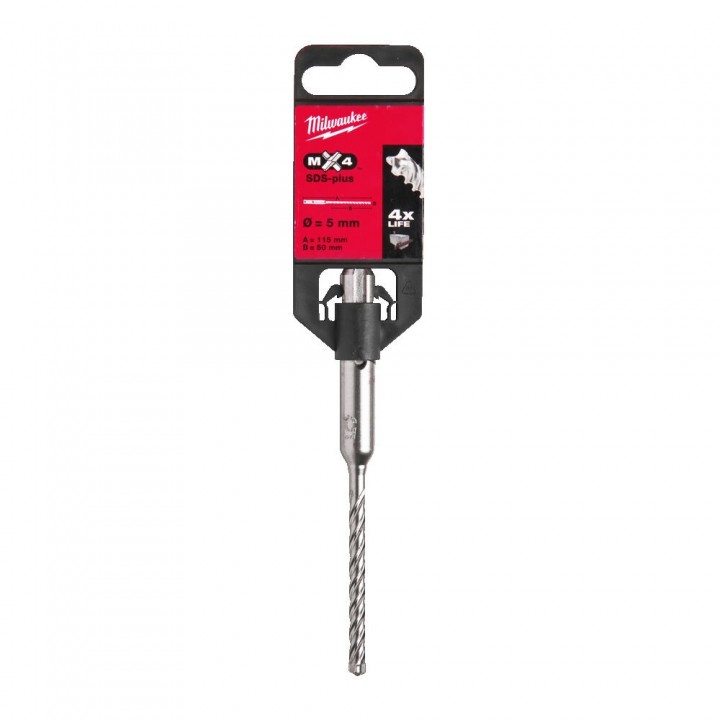 Burghiu cu 4 Taisuri Milwaukee, SDS-Plus, MX4 - 5 x 50 x 115 mm Burghiu cu 4 Taisuri Milwaukee, SDS-Plus, MX4 - 5 x 50 x 115 mm