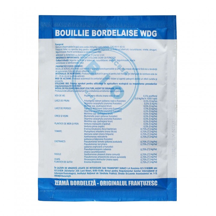 Fungicid contact Zeama Bordeleza (Bouillie Bordelaise) - 50 gr.