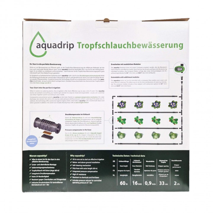 Starter-Set AQUADRIP, Sistem Irigare prin Picurare - 60 m + Accesorii Starter-Set AQUADRIP, Sistem Irigare prin Picurare - 60 m + Accesorii