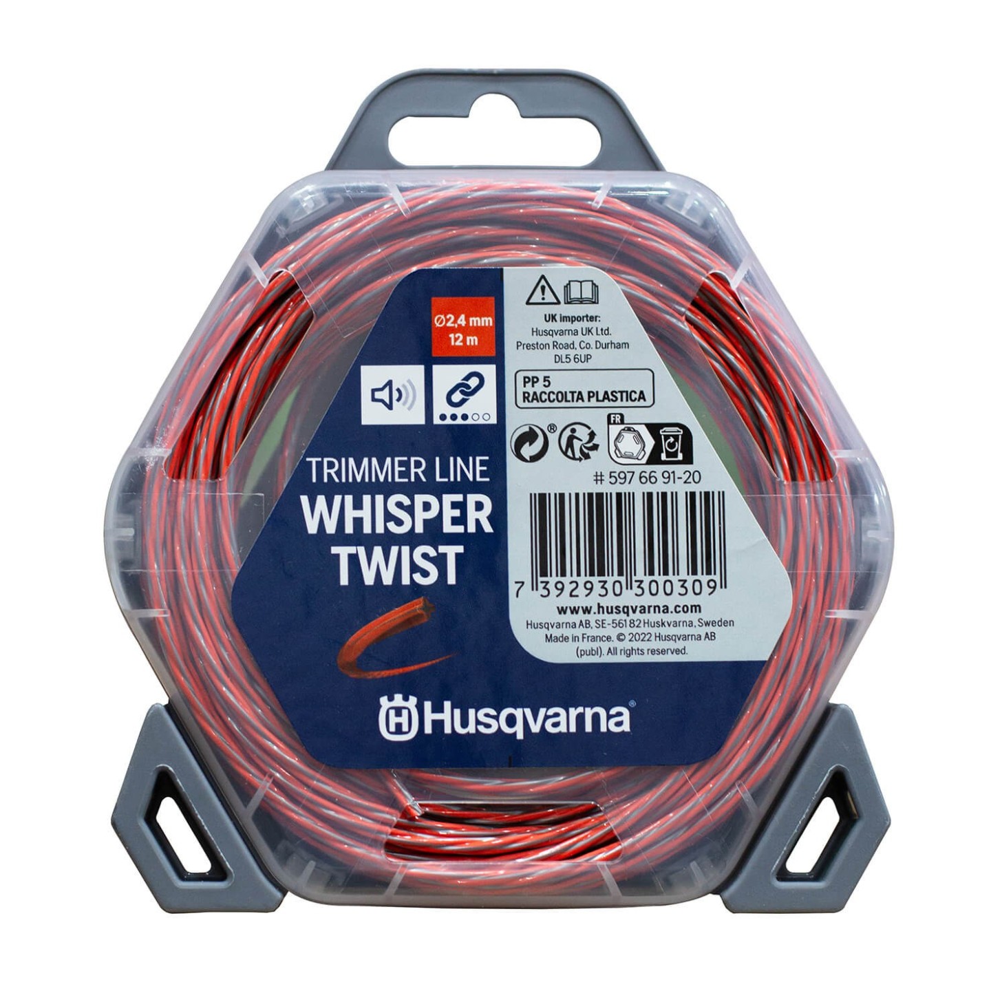 fuwafuwa② Fir motocoasa Husqvarna 2.4 mm x 12 m, Whisper Twist, Gri