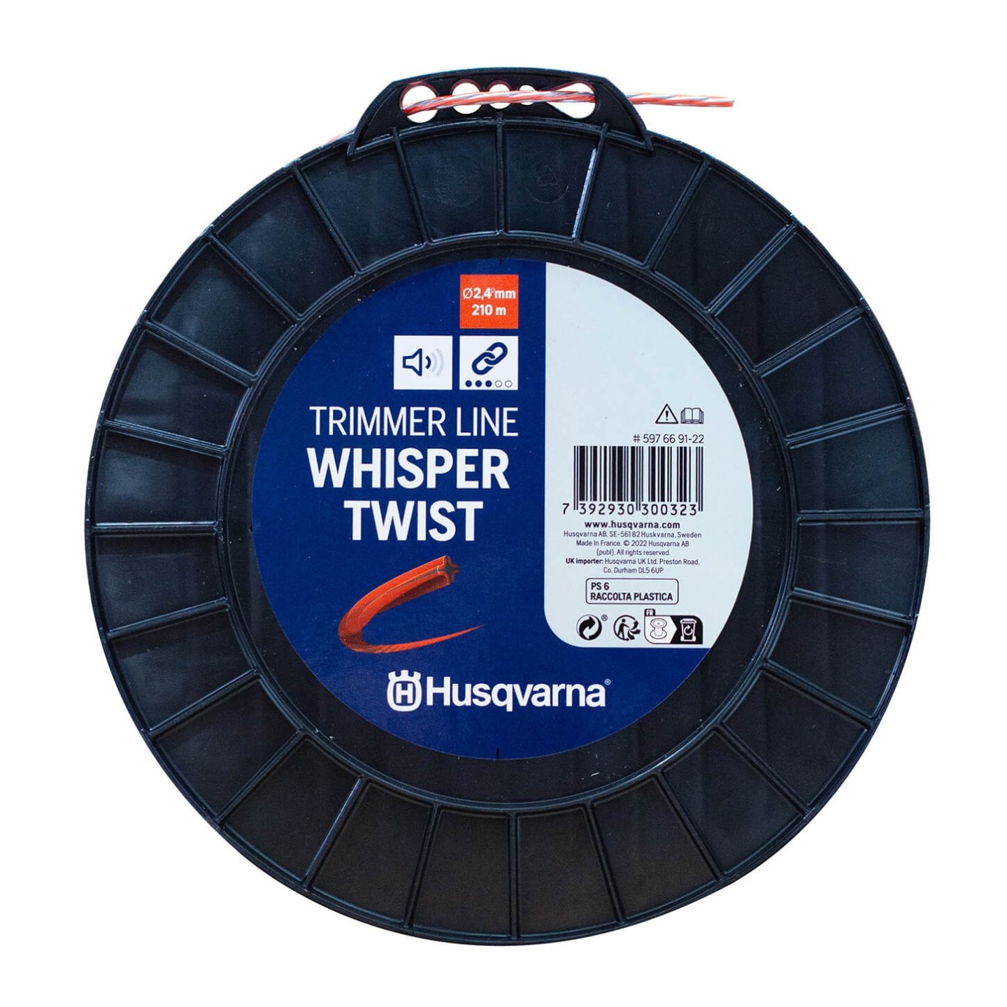 Fir motocoasa Husqvarna 2.4 mm x 210 m, Whisper Twist, Gri