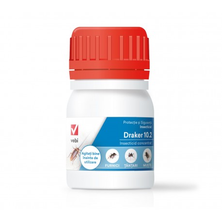 Insecticid DRAKER 10.2, Concentrat - 50 ml, Muste, Tantari, Gandaci, Capuse, Furnici, Paianjeni