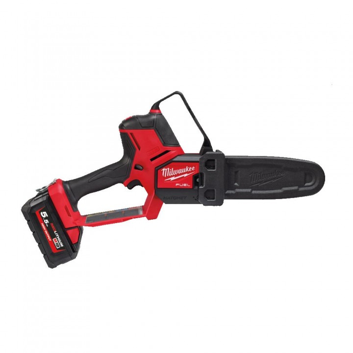 Mini Drujba pe acumulator Milwaukee M18 FHS20-552, Sina si Lant 20 cm, Include 2 Acumulatori M18-5,5 Ah, Incarcator M12-M18