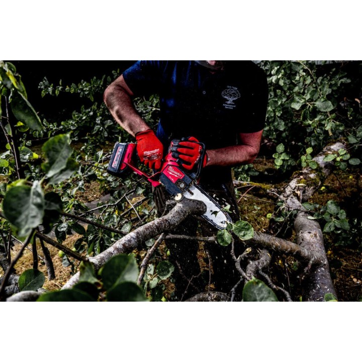 Mini Drujba pe acumulator Milwaukee M18 FHS20-552, Sina si Lant 20 cm, Include 2 Acumulatori M18-5,5 Ah, Incarcator M12-M18