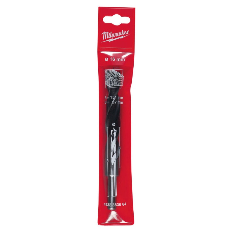 Burghiu Milwaukee pentru lemn cu varf de centrare, DIN 7487 E