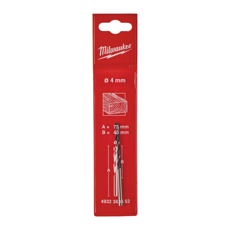 Burghiu Milwaukee pentru lemn cu varf de centrare, DIN 7487 E