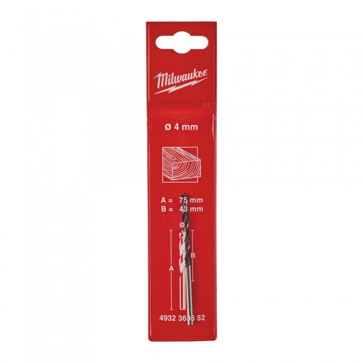 Burghiu Milwaukee pentru lemn cu varf de centrare, DIN 7487 E