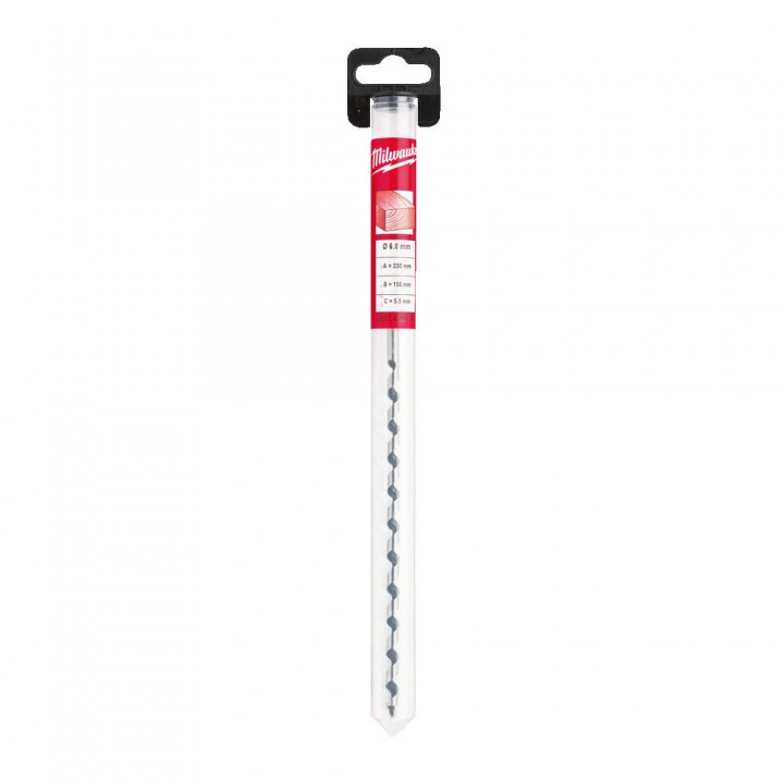 Burghiu elicoidal Milwaukee, Sfredel, pentru lemn, 6 x 155 x 230 mm