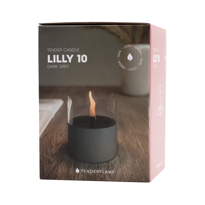 Lumanare ambientala TenderFlame LILLY 10 DARK GREY GLASS Lumanare ambientala TenderFlame LILLY 10 DARK GREY GLASS