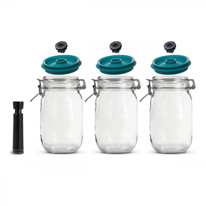 Set 3 borcane Kilner cu clip de 2l/68 oz, capcace vid, pompa AIRTENDER Set 3 borcane Kilner cu clip de 2l/68 oz, capcace vid, pompa AIRTENDER