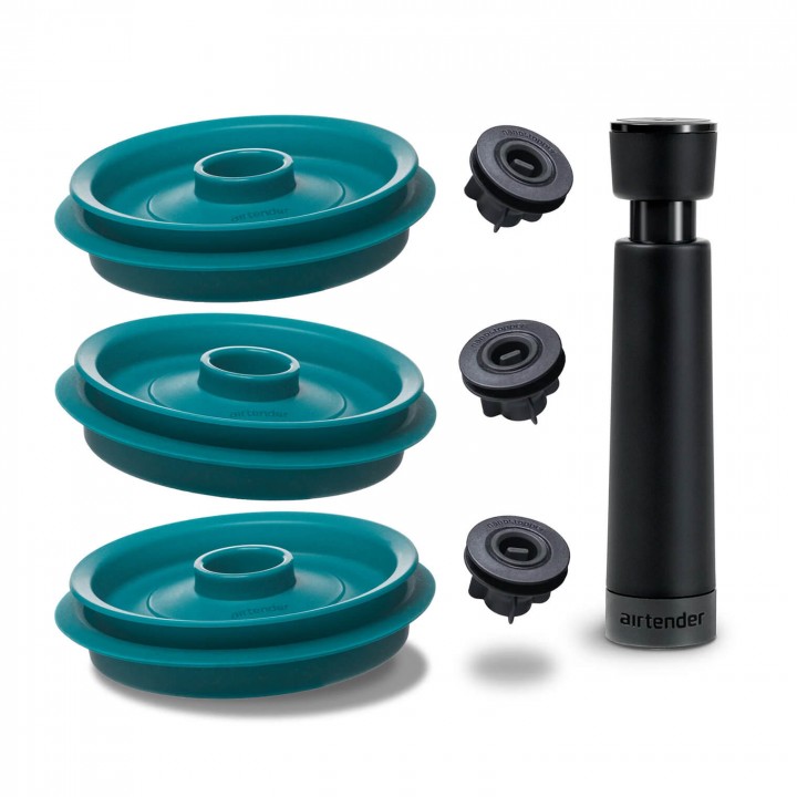 Capac cu vid pentru borcan cu clip 90BK Airtender - set 3 capace cu pompa Capac cu vid pentru borcan cu clip 90BK Airtender - set 3 capace cu pompa