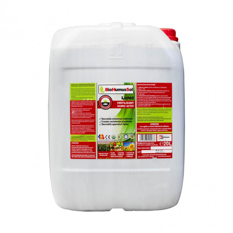 Ingrasamant Organic BIOHUMUSSOL, BHS, 20 Litri