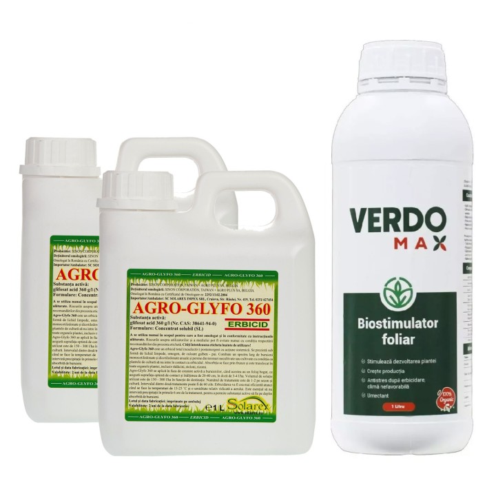 Pachet avantajos AGRO GLYFO 2 Litri + Biostimulator VERDOMAX 1 Litru