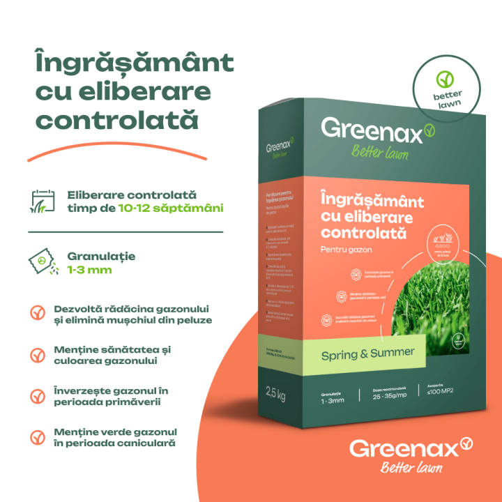 Ingrasamant gazon Greenax Spring & Summer, 2,5 kg