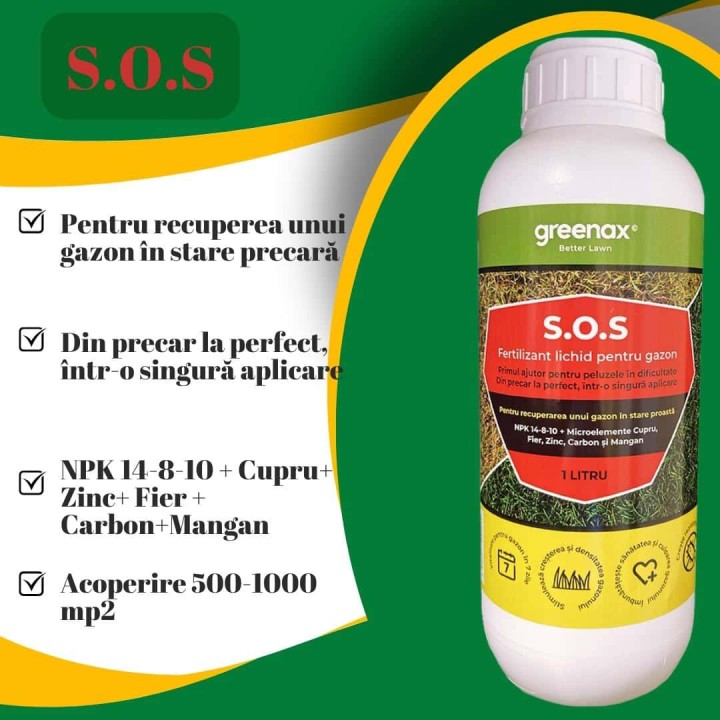 Ingrasamant lichid gazon Greenax S.O.S. - 1 Litru Ingrasamant lichid gazon Greenax S.O.S. - 1 Litru