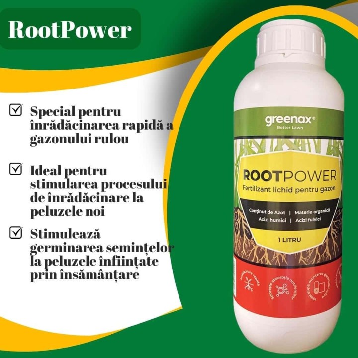Ingrasamant lichid gazon Greenax ROOTPOWER - 1 Litru