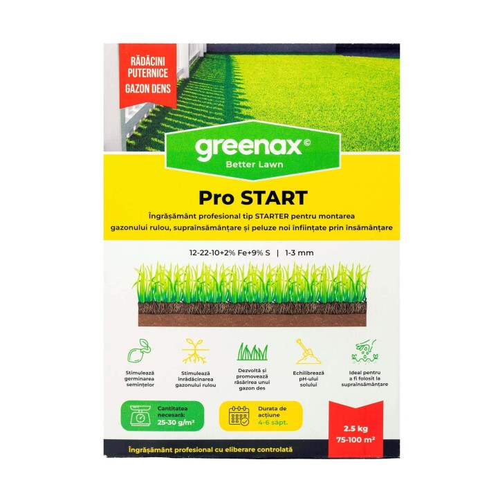 Ingrasamant profesional gazon Greenax PRO START - 2,5 kg