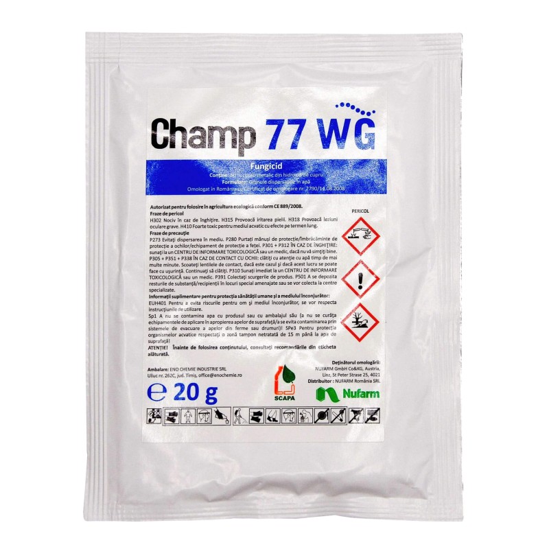 Fungicid CHAMP 77 WG, Nufarm, Contact, 20 g