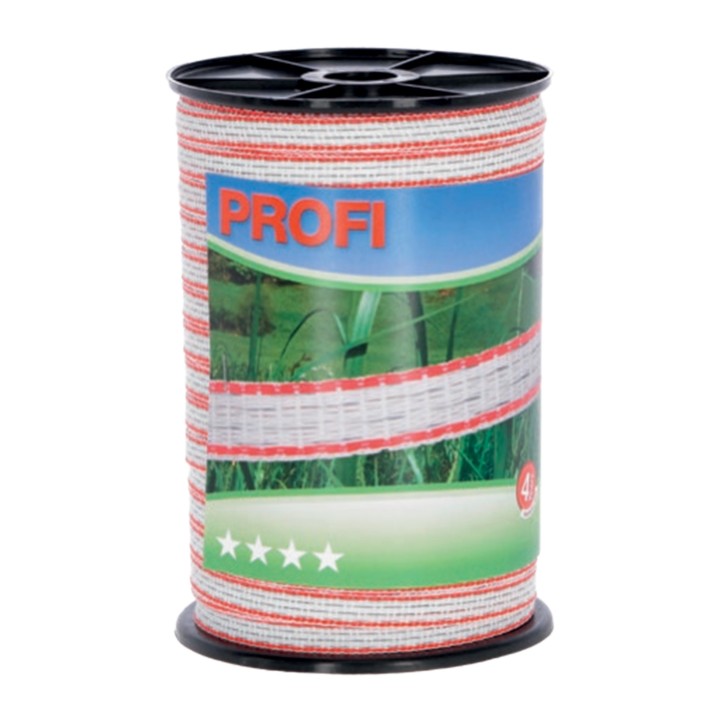 Banda gard electric Profi, 200 m, 12 mm, alb/rosu, 4 x 0,30 TriC Banda gard electric Profi, 200 m, 12 mm, alb/rosu, 4 x 0,30 TriC