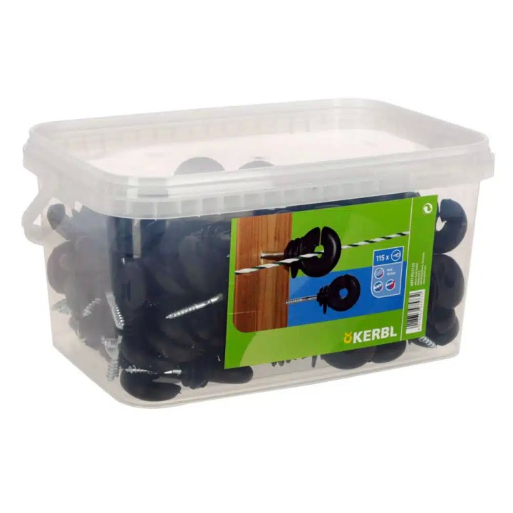 Inel izolator negru, compact, cu suport lung KERBL, cutie 115 buc Inel izolator negru, compact, cu suport lung KERBL, cutie 115 buc