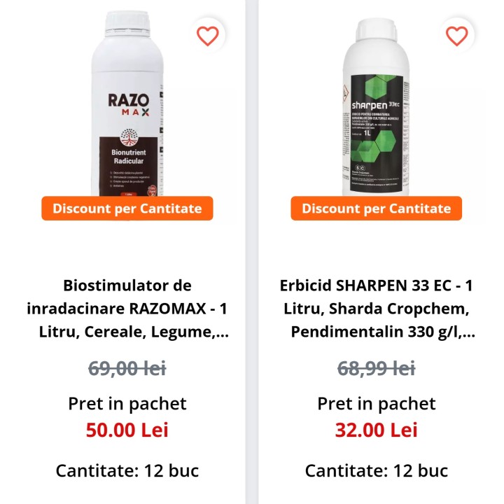 Pachet SMART-MIX 106: Erbicid SHARPEN 33 EC 12 L & RAZOMAX 12 L