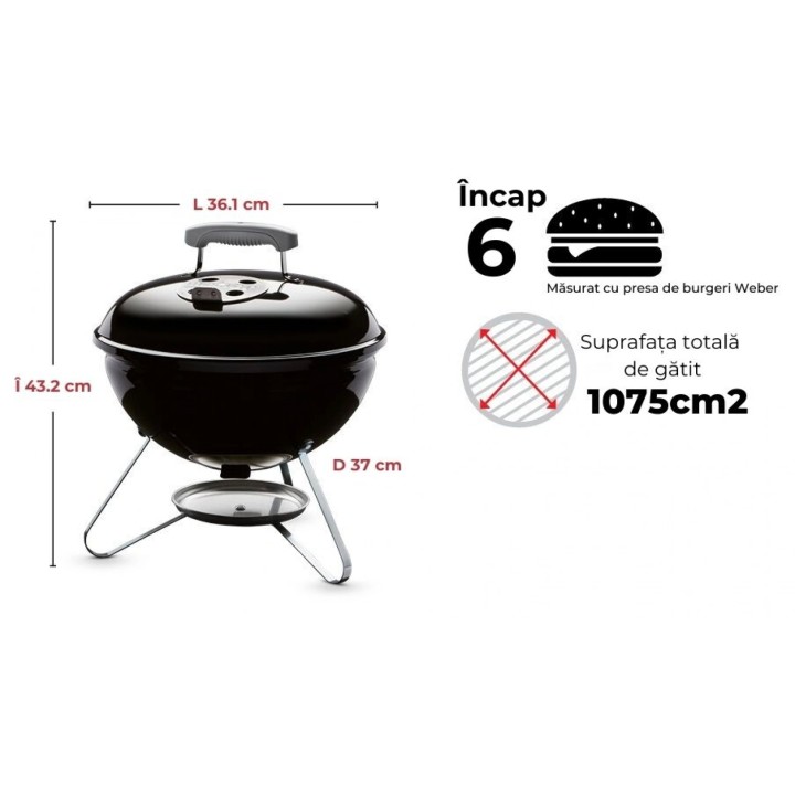 Gratar carbuni SMOKEY JOE PREMIUM Weber, Gri Gratar carbuni SMOKEY JOE PREMIUM Weber, Gri