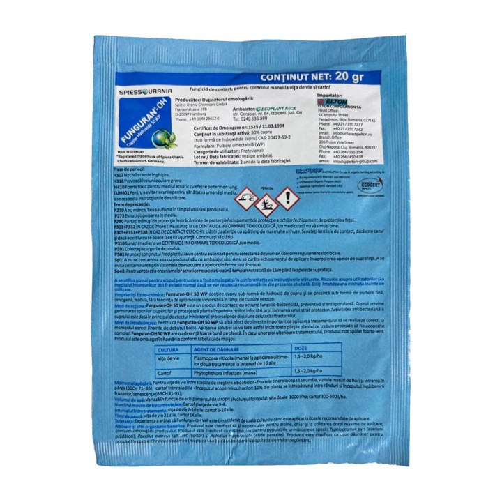 Fungicid FUNGURAN OH 50 WP,  Spiess Urania, 20 g