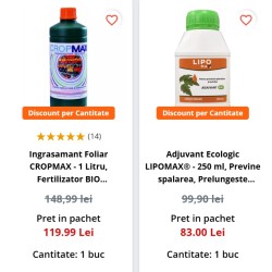 Pachet SMART-MIX 149 - Ingrasamant foliar CROPMAX®, Bio, 1 Litru + Adjuvant ecologic LIPOMAX® 250 ml