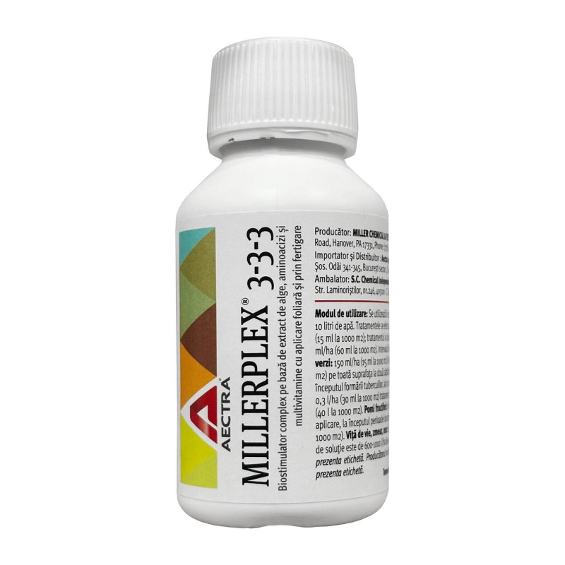 Biostimulator MILLERPLEX 3-3-3, 100 ml, Culturi horticole si agricole