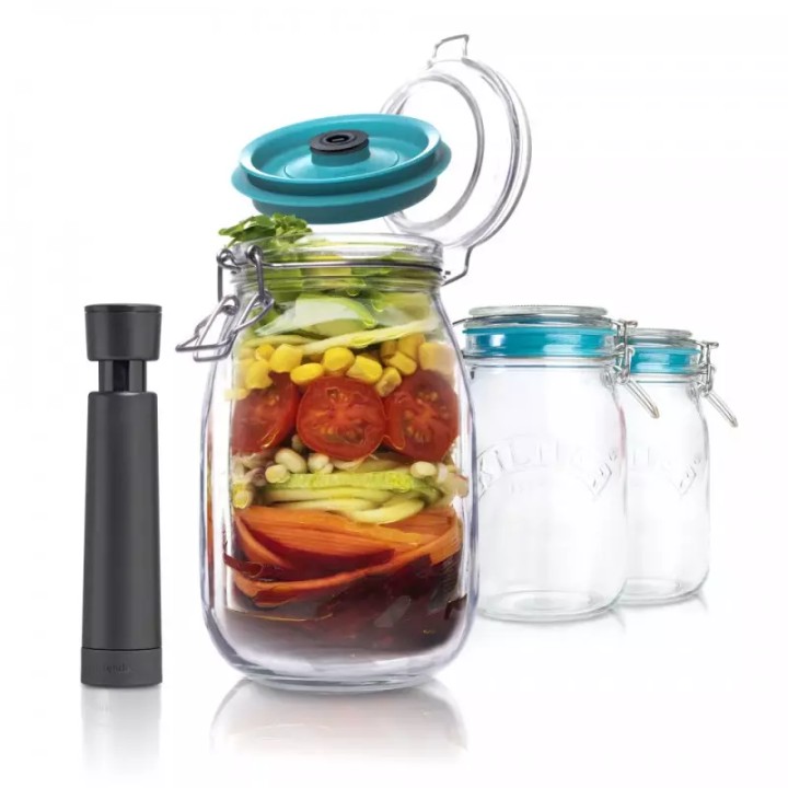 Set 3 borcane Kilner cu clip de 2l/68 oz, capcace vid, pompa AIRTENDER Set 3 borcane Kilner cu clip de 2l/68 oz, capcace vid, pompa AIRTENDER