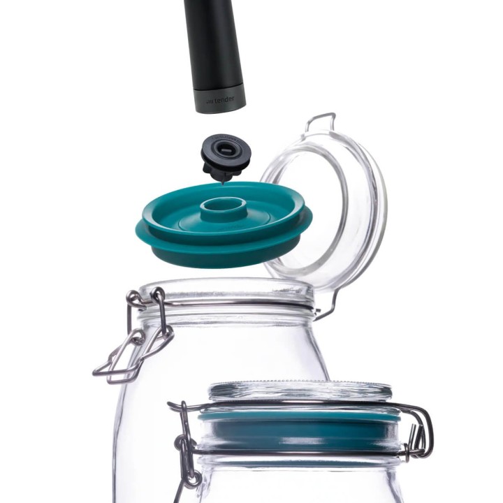 Set 3 borcane Kilner cu clip de 1l/34 oz, capace vid, pompa AIRTENDER Set 3 borcane Kilner cu clip de 1l/34 oz, capace vid, pompa AIRTENDER