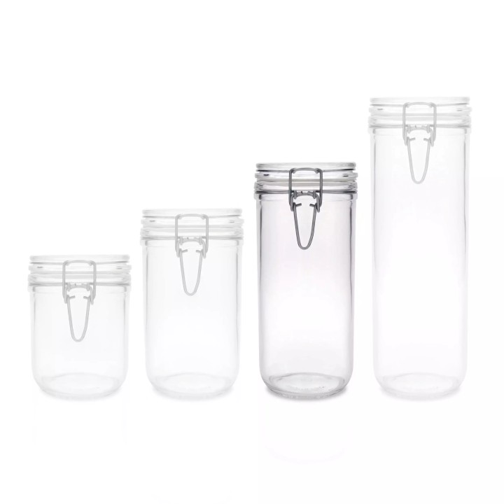 Set 3 borcane BORMIOLIO inalte cu clip de 1 litru, capace vid, pompa AIRTENDER