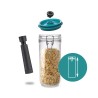 Set 3 borcane BORMIOLIO inalte cu clip de 1 litru, capace vid, pompa AIRTENDER - 1l/34 oz