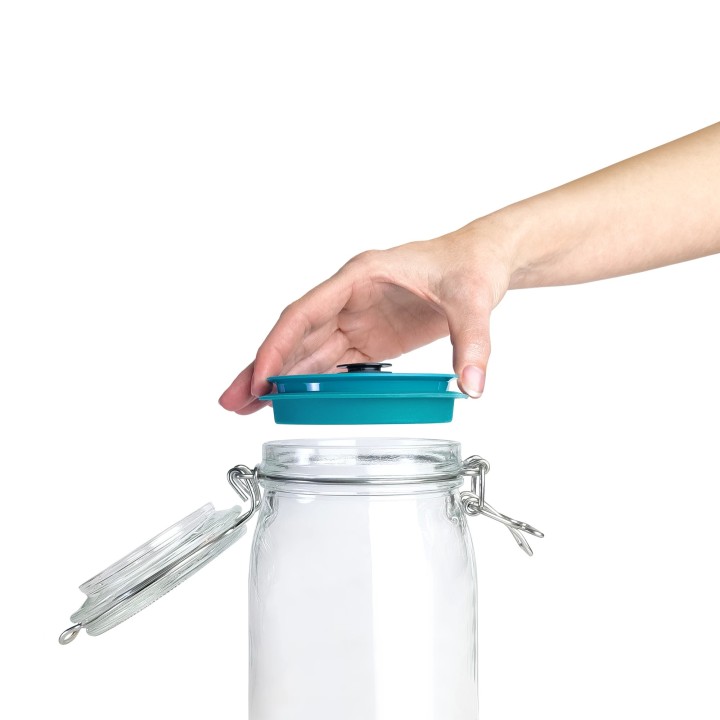 Set 3 borcane BORMIOLIO inalte cu clip de 1 litru, capace vid, pompa AIRTENDER