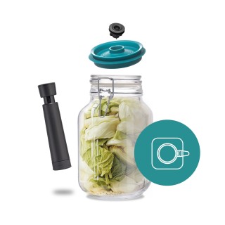 Set 3 borcane BORMIOLIO patrate cu clip de 2 litri, capace vid, pompa AIRTENDER